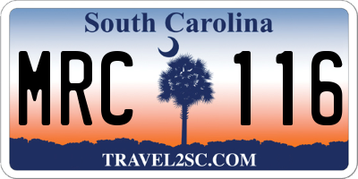 SC license plate MRC116