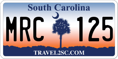 SC license plate MRC125
