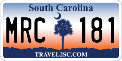 SC license plate MRC181