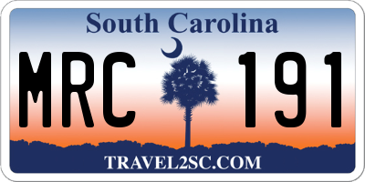 SC license plate MRC191