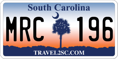 SC license plate MRC196