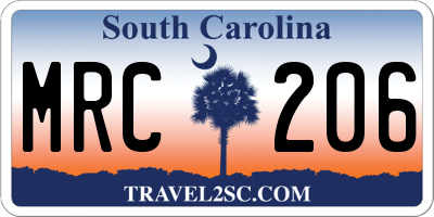 SC license plate MRC206