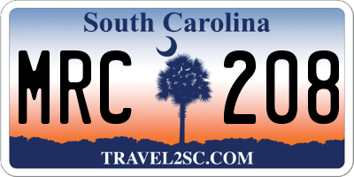 SC license plate MRC208