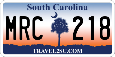 SC license plate MRC218