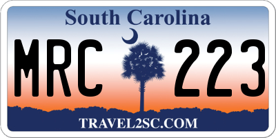 SC license plate MRC223