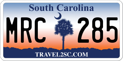 SC license plate MRC285