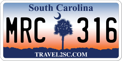 SC license plate MRC316