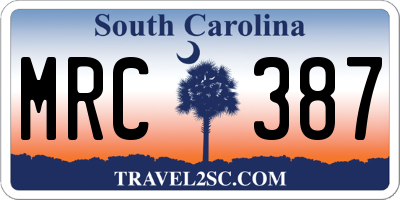 SC license plate MRC387