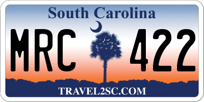 SC license plate MRC422