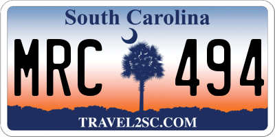 SC license plate MRC494