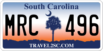 SC license plate MRC496