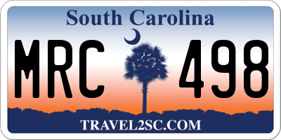 SC license plate MRC498
