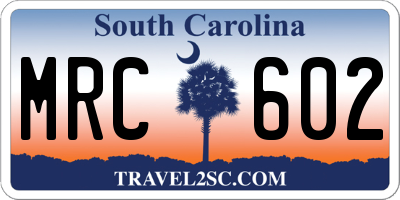 SC license plate MRC602