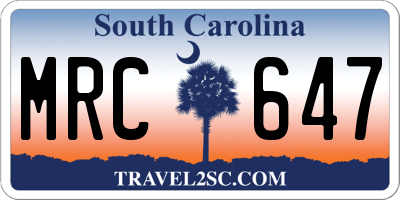 SC license plate MRC647