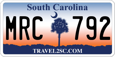 SC license plate MRC792