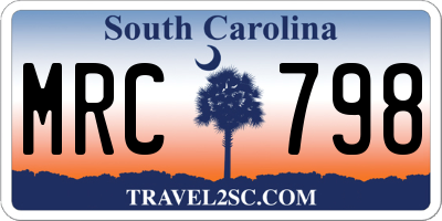 SC license plate MRC798
