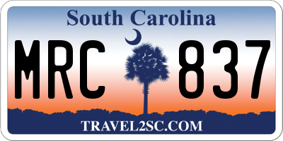 SC license plate MRC837