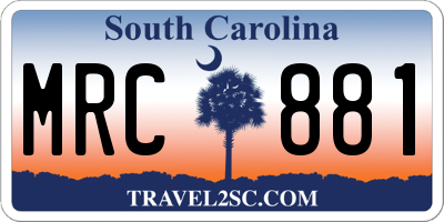 SC license plate MRC881