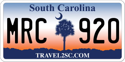 SC license plate MRC920