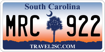 SC license plate MRC922