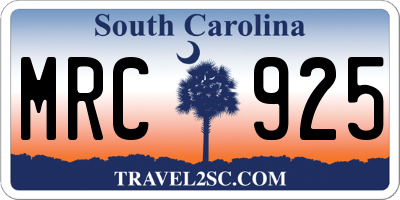SC license plate MRC925
