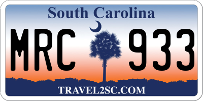 SC license plate MRC933