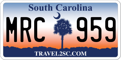 SC license plate MRC959