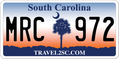 SC license plate MRC972