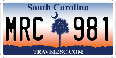 SC license plate MRC981