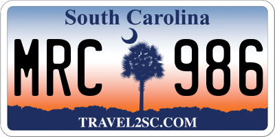 SC license plate MRC986