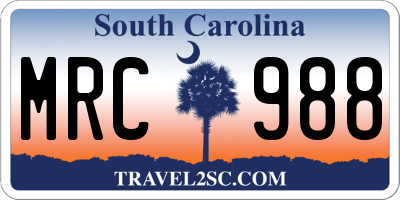 SC license plate MRC988