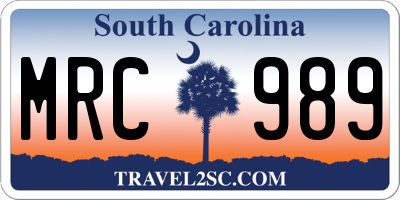 SC license plate MRC989