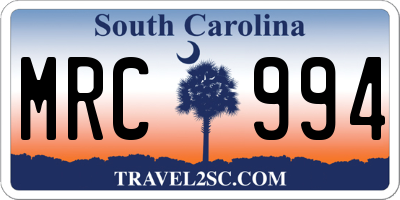 SC license plate MRC994