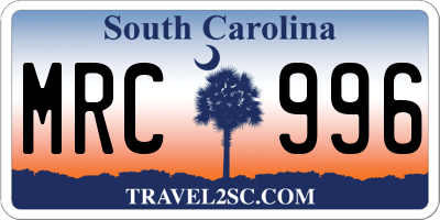 SC license plate MRC996