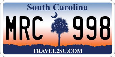 SC license plate MRC998