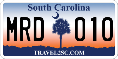 SC license plate MRD010