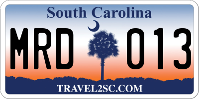 SC license plate MRD013