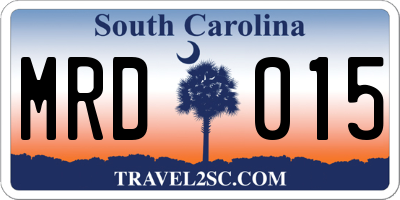 SC license plate MRD015