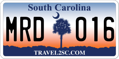 SC license plate MRD016