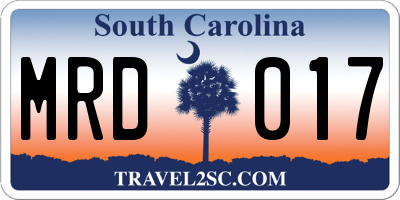 SC license plate MRD017