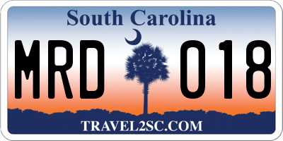 SC license plate MRD018