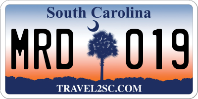 SC license plate MRD019