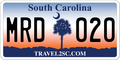 SC license plate MRD020