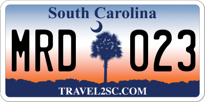 SC license plate MRD023
