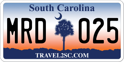 SC license plate MRD025