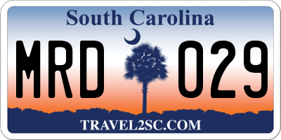 SC license plate MRD029