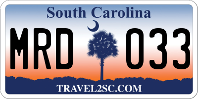 SC license plate MRD033