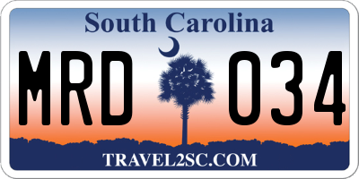 SC license plate MRD034