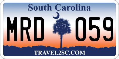 SC license plate MRD059