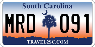 SC license plate MRD091